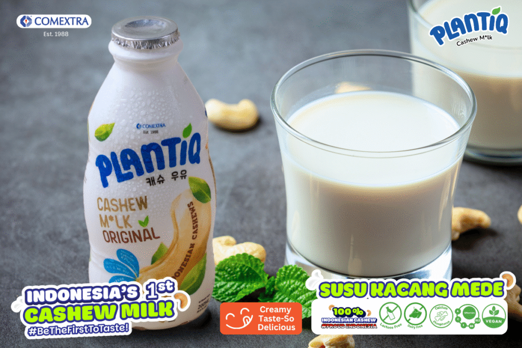 susu dan kacang mede di seklilingnya
